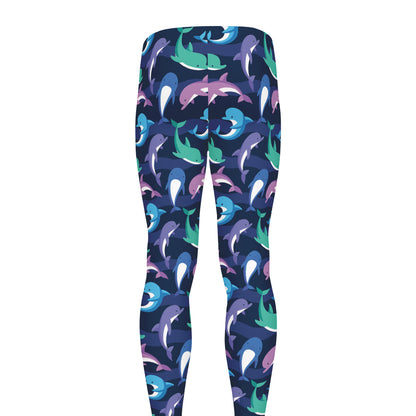 Colorful Dolphin Pattern Print Men's leggings