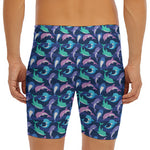 Colorful Dolphin Pattern Print Men's Long Boxer Briefs