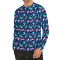 Colorful Dolphin Pattern Print Men's Long Sleeve Rash Guard