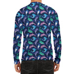 Colorful Dolphin Pattern Print Men's Long Sleeve Rash Guard