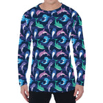 Colorful Dolphin Pattern Print Men's Long Sleeve T-Shirt