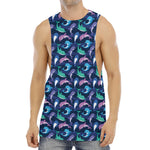 Colorful Dolphin Pattern Print Men's Muscle Tank Top