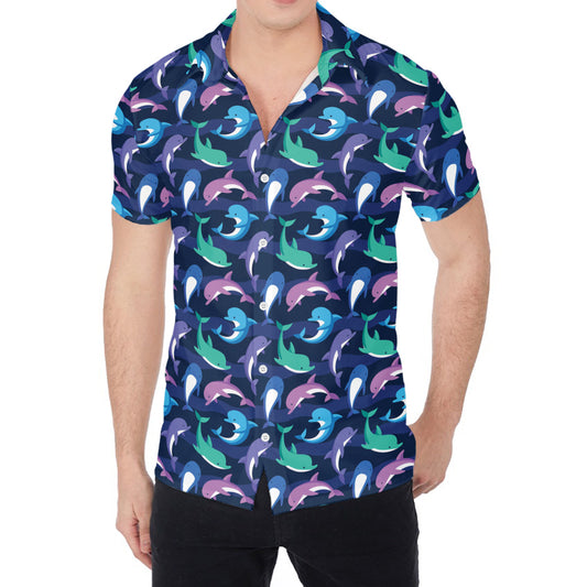 Colorful Dolphin Pattern Print Men's Shirt