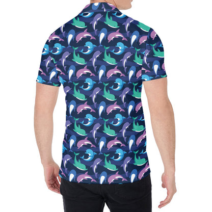 Colorful Dolphin Pattern Print Men's Shirt