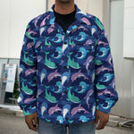 Colorful Dolphin Pattern Print Men's Shirt Jacket