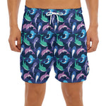 Colorful Dolphin Pattern Print Men's Split Running Shorts