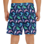 Colorful Dolphin Pattern Print Men's Split Running Shorts
