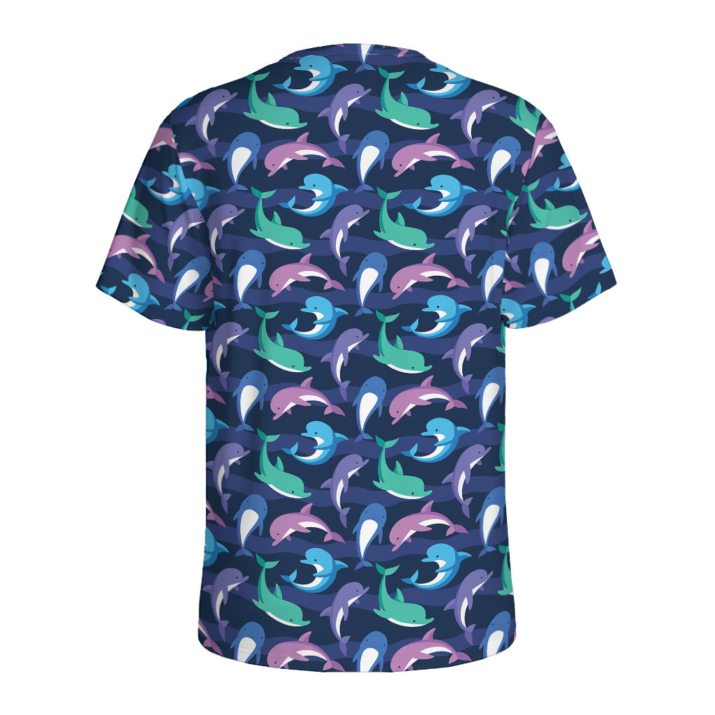 Colorful Dolphin Pattern Print Men's Sports T-Shirt