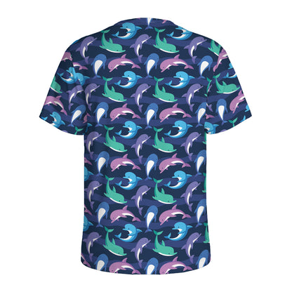 Colorful Dolphin Pattern Print Men's Sports T-Shirt