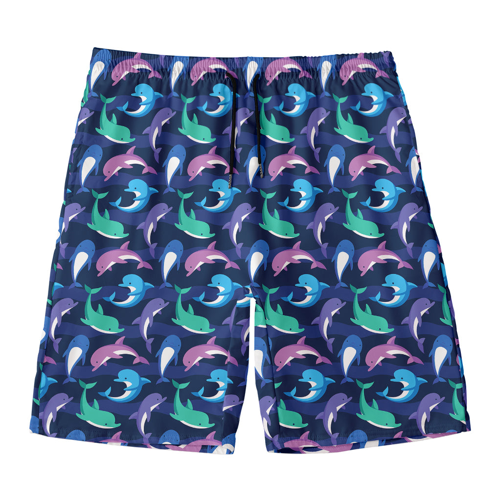 Colorful Dolphin Pattern Print Men's Swim Trunks