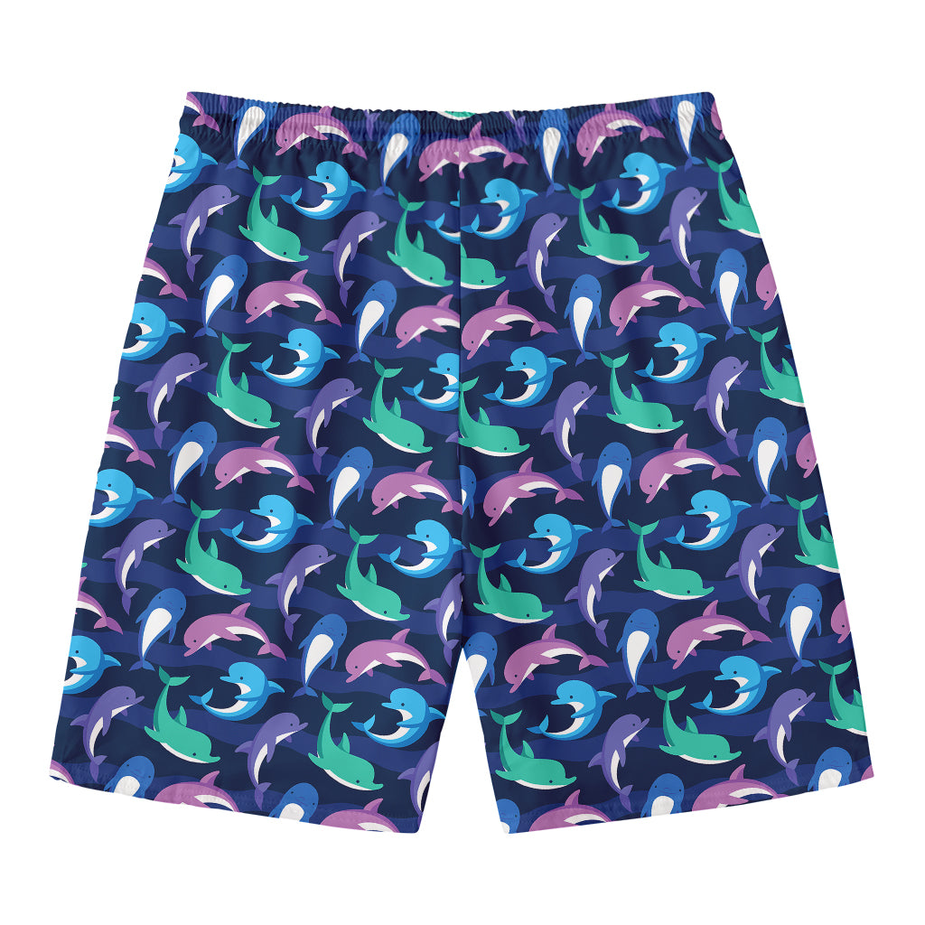 Colorful Dolphin Pattern Print Men's Swim Trunks