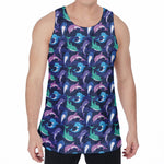 Colorful Dolphin Pattern Print Men's Velvet Tank Top