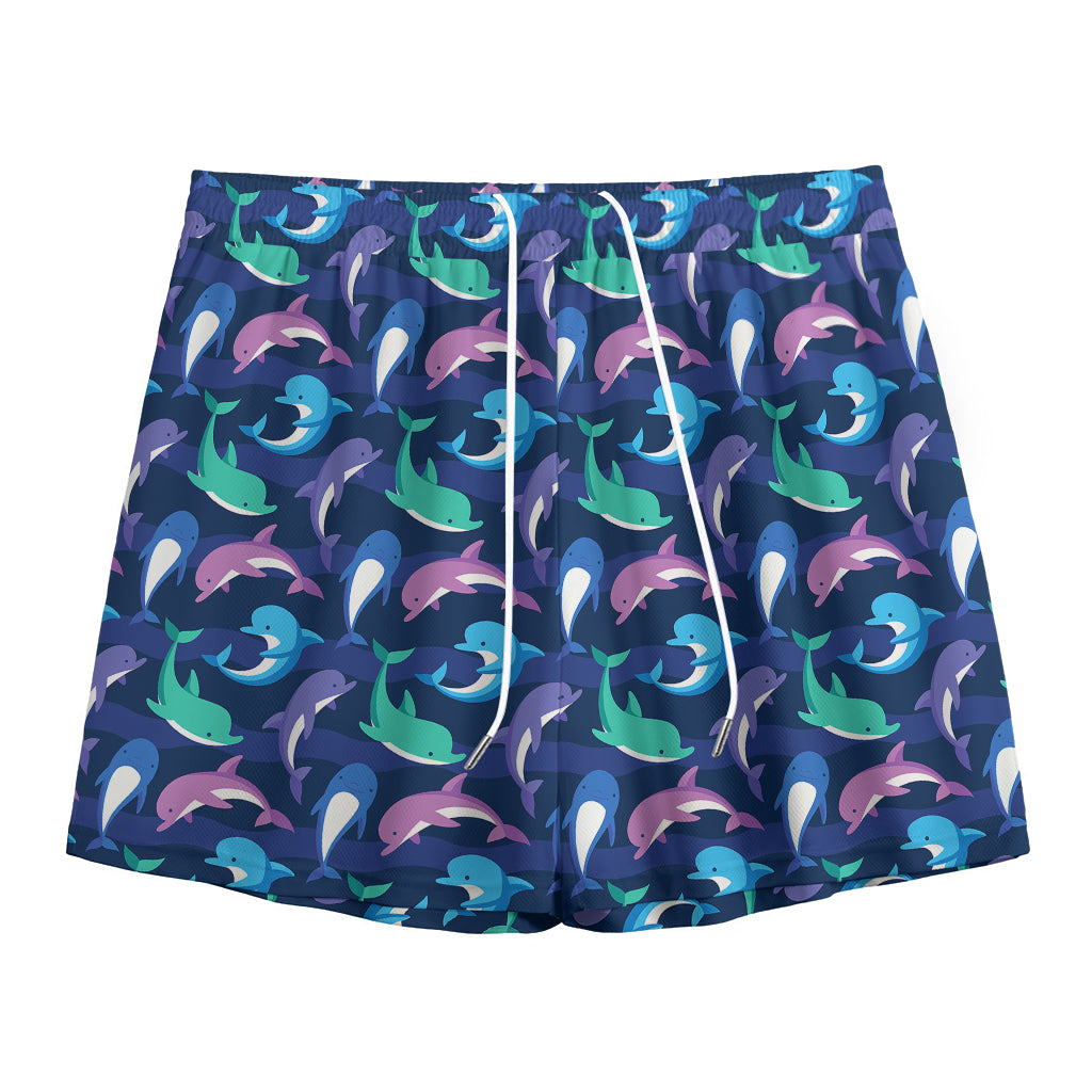Colorful Dolphin Pattern Print Mesh Shorts