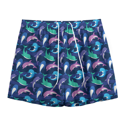 Colorful Dolphin Pattern Print Mesh Shorts