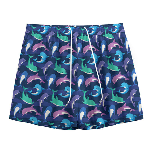 Colorful Dolphin Pattern Print Mesh Shorts