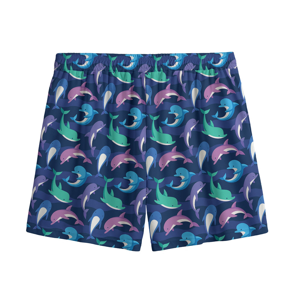 Colorful Dolphin Pattern Print Mesh Shorts