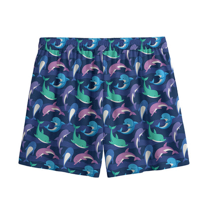 Colorful Dolphin Pattern Print Mesh Shorts