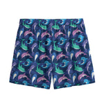 Colorful Dolphin Pattern Print Mesh Shorts
