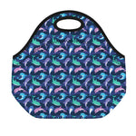 Colorful Dolphin Pattern Print Neoprene Lunch Bag