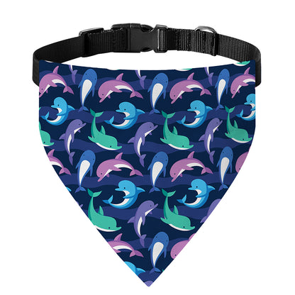Colorful Dolphin Pattern Print Over The Collar Dog Bandana