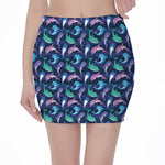 Colorful Dolphin Pattern Print Pencil Mini Skirt