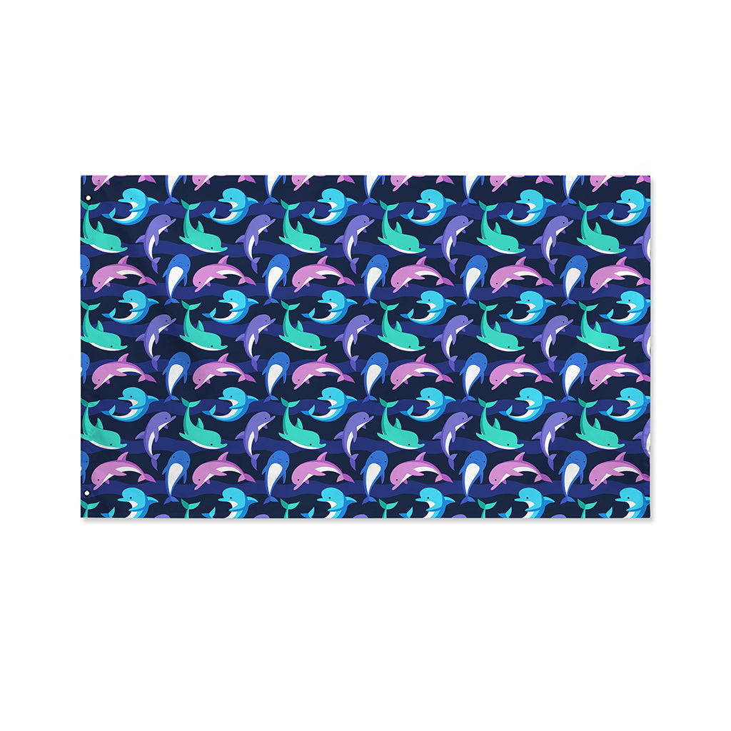 Colorful Dolphin Pattern Print Polyester Flag