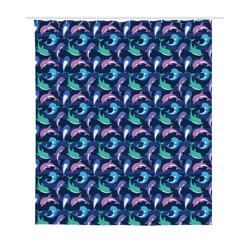 Colorful Dolphin Pattern Print Polyester Shower Curtain