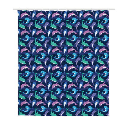 Colorful Dolphin Pattern Print Polyester Shower Curtain