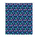 Colorful Dolphin Pattern Print Polyester Shower Curtain