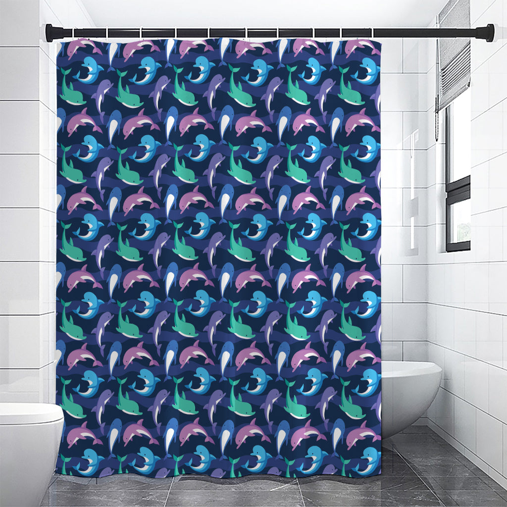 Colorful Dolphin Pattern Print Premium Shower Curtain