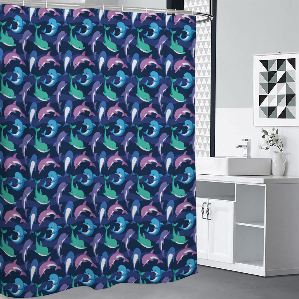 Colorful Dolphin Pattern Print Premium Shower Curtain