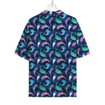 Colorful Dolphin Pattern Print Rayon Hawaiian Shirt