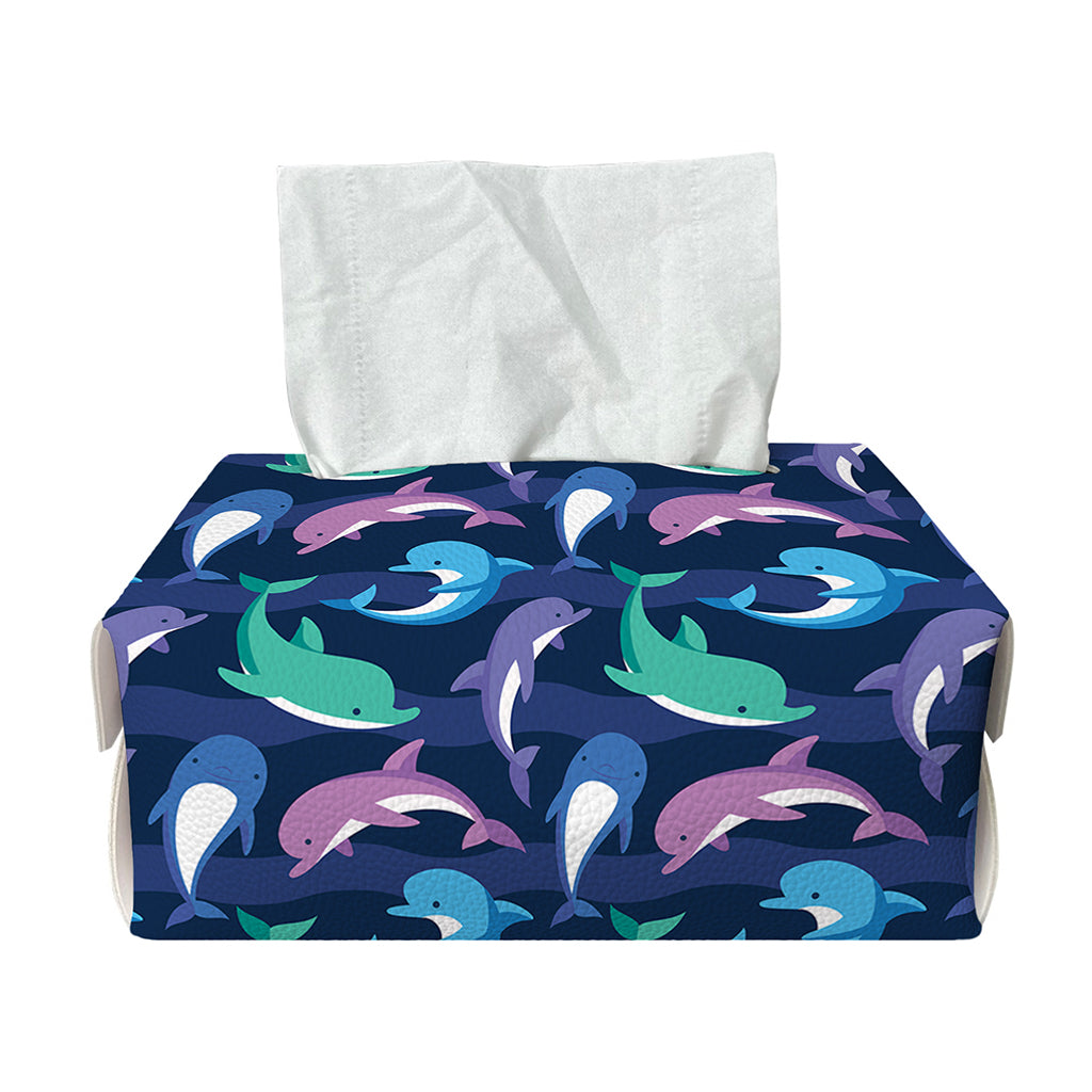 Colorful Dolphin Pattern Print Rectangle Tissue Box Cover