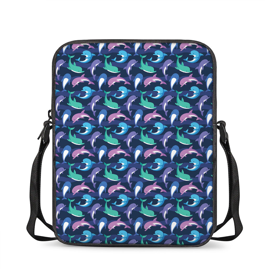 Colorful Dolphin Pattern Print Rectangular Crossbody Bag