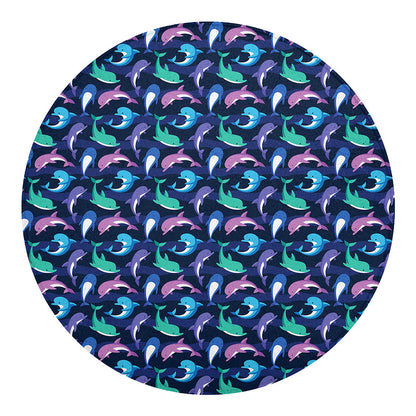 Colorful Dolphin Pattern Print Round Blanket