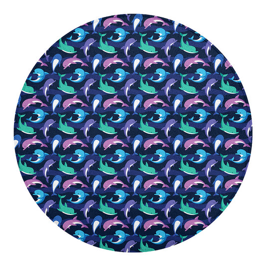 Colorful Dolphin Pattern Print Round Blanket