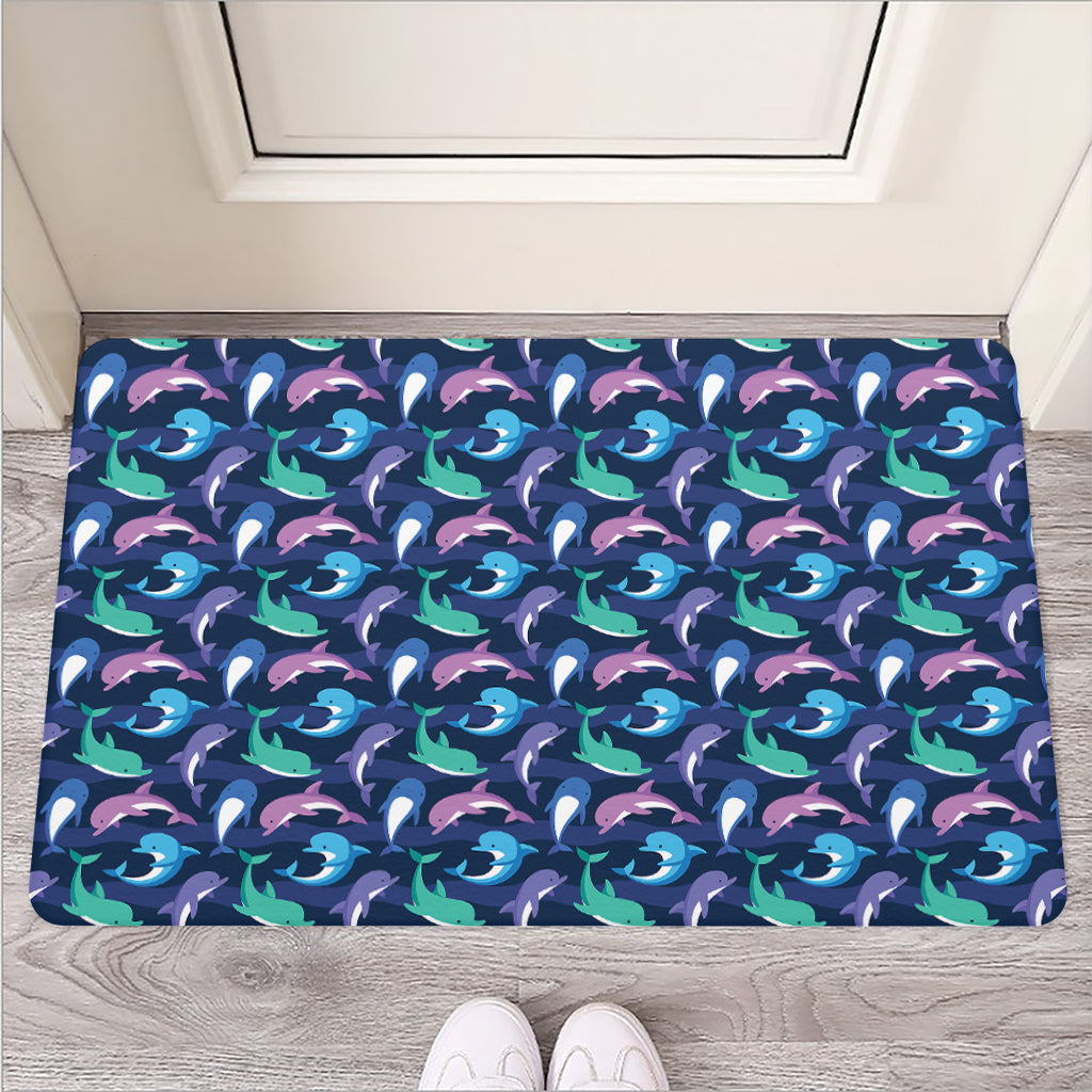 Colorful Dolphin Pattern Print Rubber Doormat