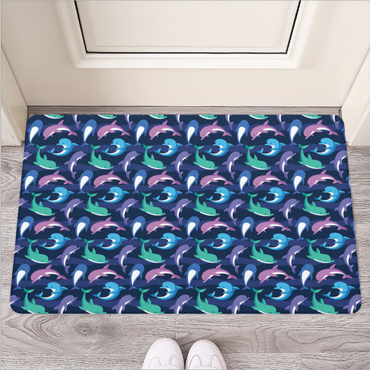Colorful Dolphin Pattern Print Rubber Doormat