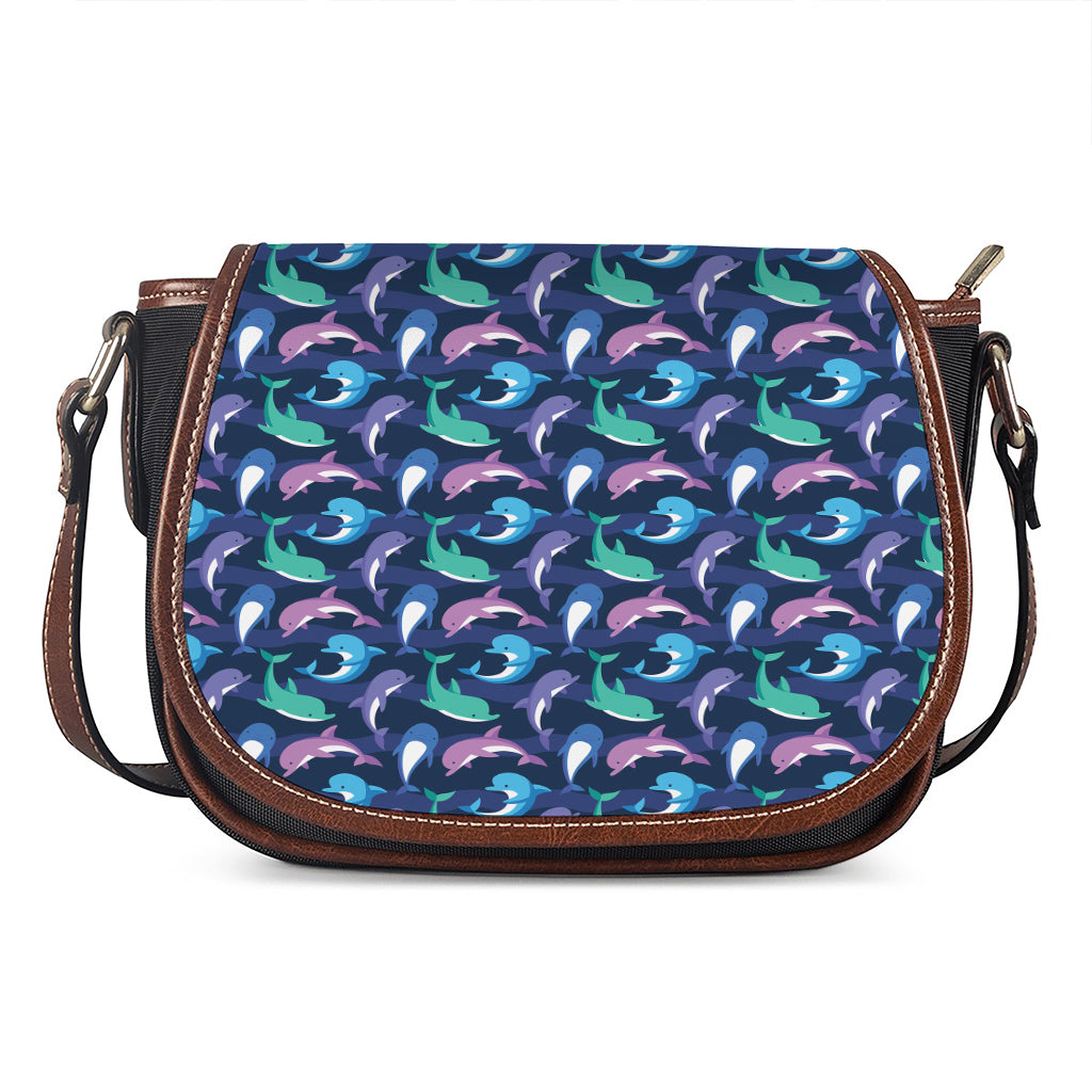 Colorful Dolphin Pattern Print Saddle Bag
