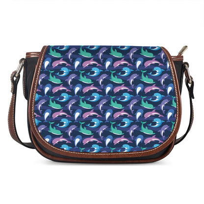 Colorful Dolphin Pattern Print Saddle Bag