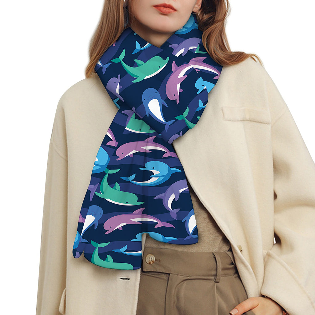 Colorful Dolphin Pattern Print Scarf