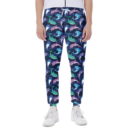 Colorful Dolphin Pattern Print Scuba Joggers