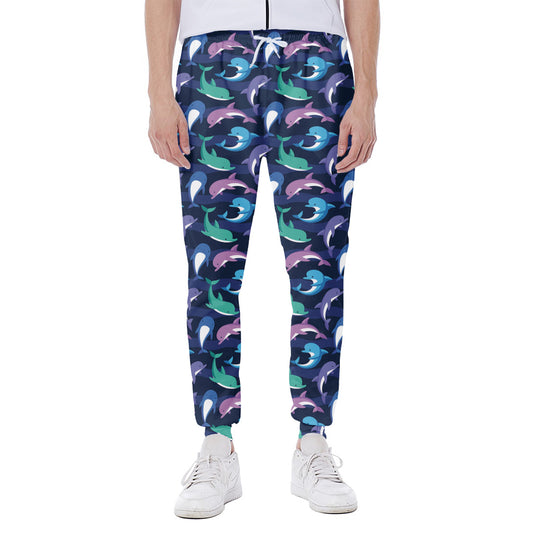 Colorful Dolphin Pattern Print Scuba Joggers