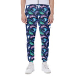 Colorful Dolphin Pattern Print Scuba Joggers