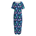 Colorful Dolphin Pattern Print Short Sleeve Long Nightdress