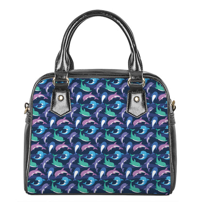 Colorful Dolphin Pattern Print Shoulder Handbag