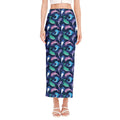 Colorful Dolphin Pattern Print Side Slit Maxi Skirt