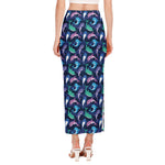 Colorful Dolphin Pattern Print Side Slit Maxi Skirt