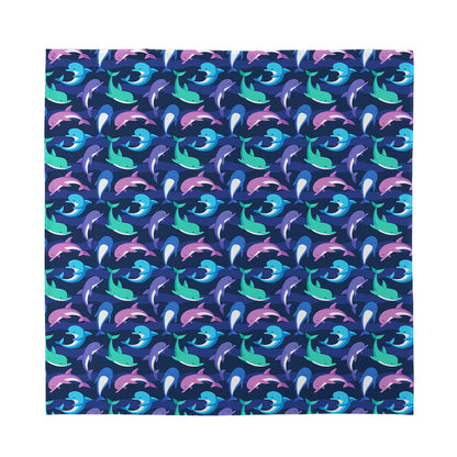 Colorful Dolphin Pattern Print Silk Bandana