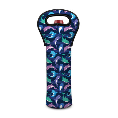 Colorful Dolphin Pattern Print Single Neoprene Wine Tote